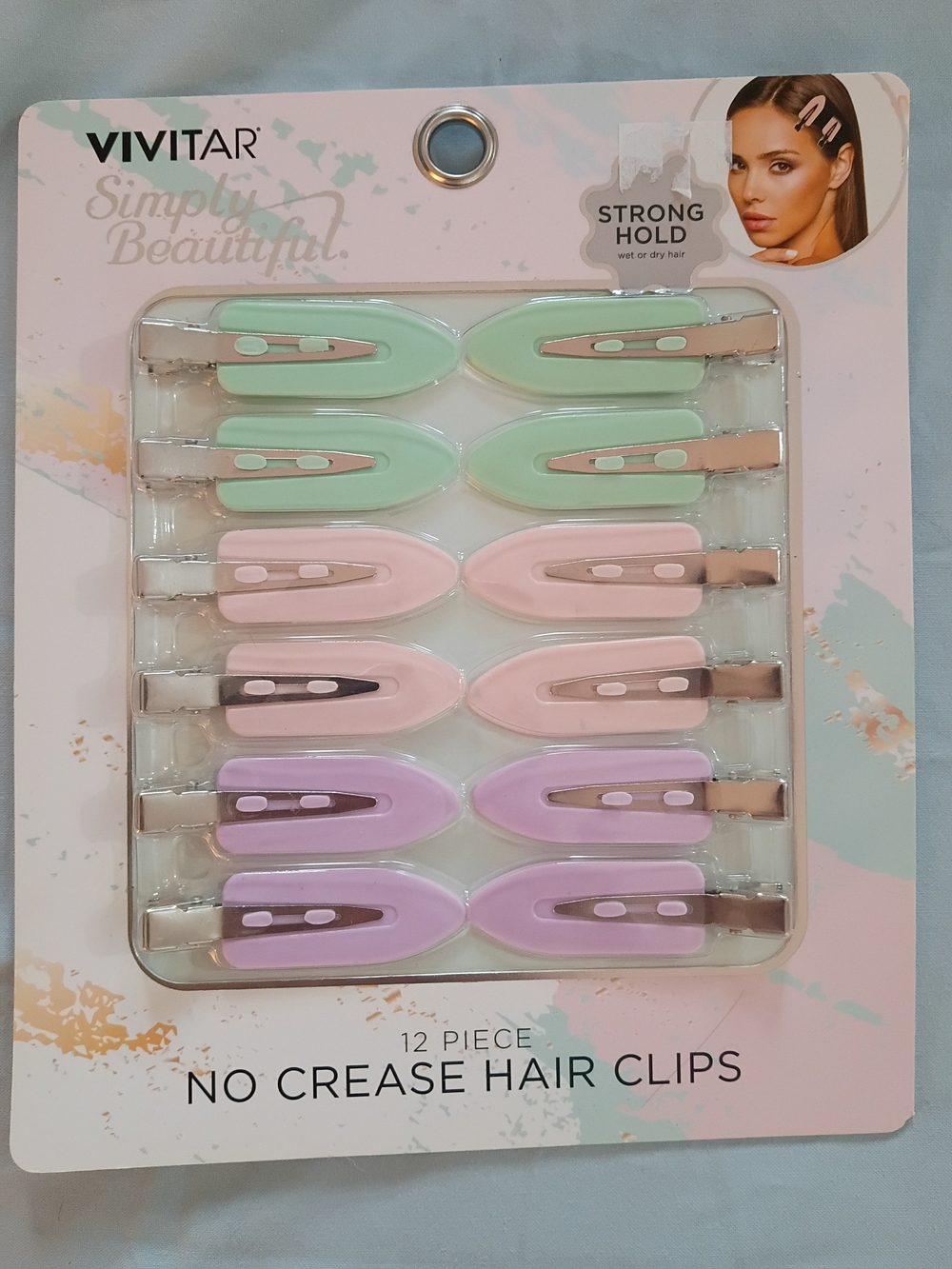 Vivitar No Crease Hair Clips - Mint, Pink, Lavender - 12 Piece Pack